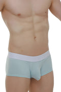 Light blue petitq boxer chillax modal men’s briefs with white elastic waistband for comfortable everyday wear
