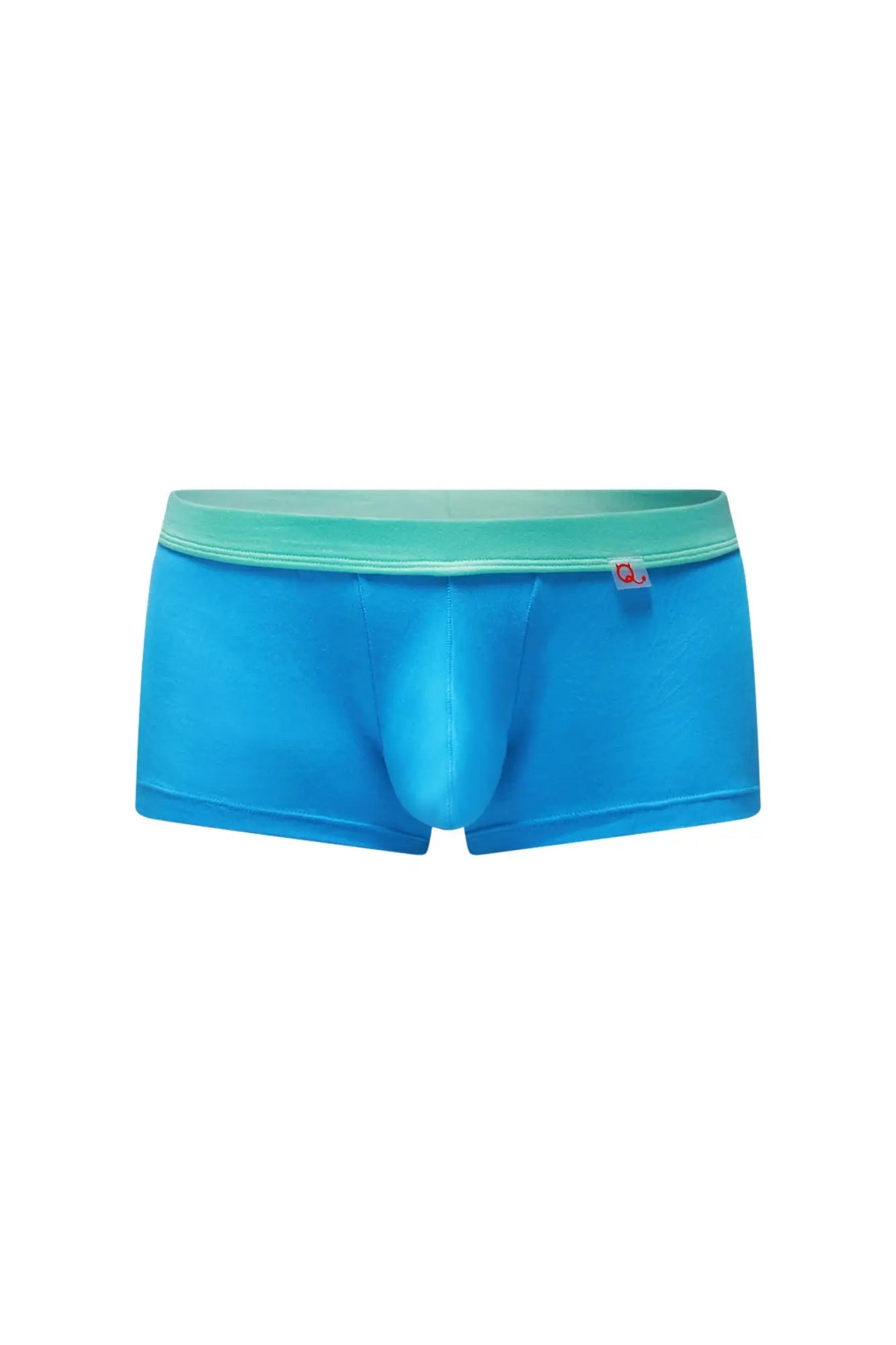 Petitq boxer colline bamboo blue bright blue men’s briefs with light green waistband and red logo on the side