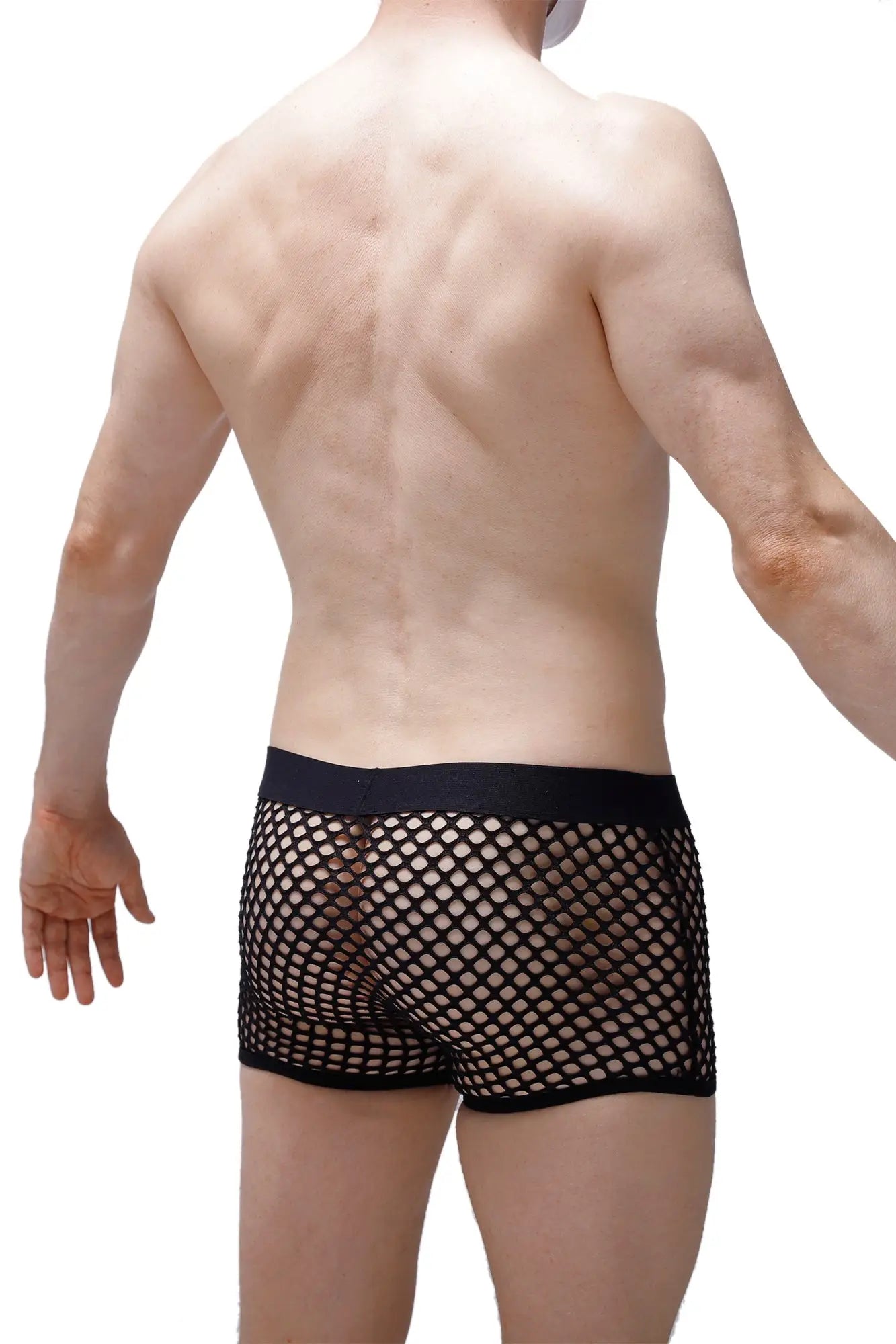 Petitq boxer delle mesh black boxer briefs with black mesh fabric and solid black waistband front view