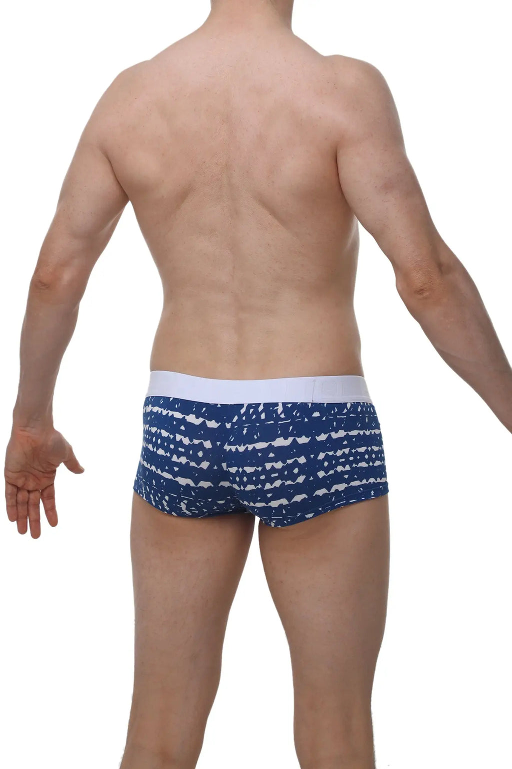 PetitQ boxer Linay new denim blue and white striped boxer briefs with solid white waistband for comfortable wear