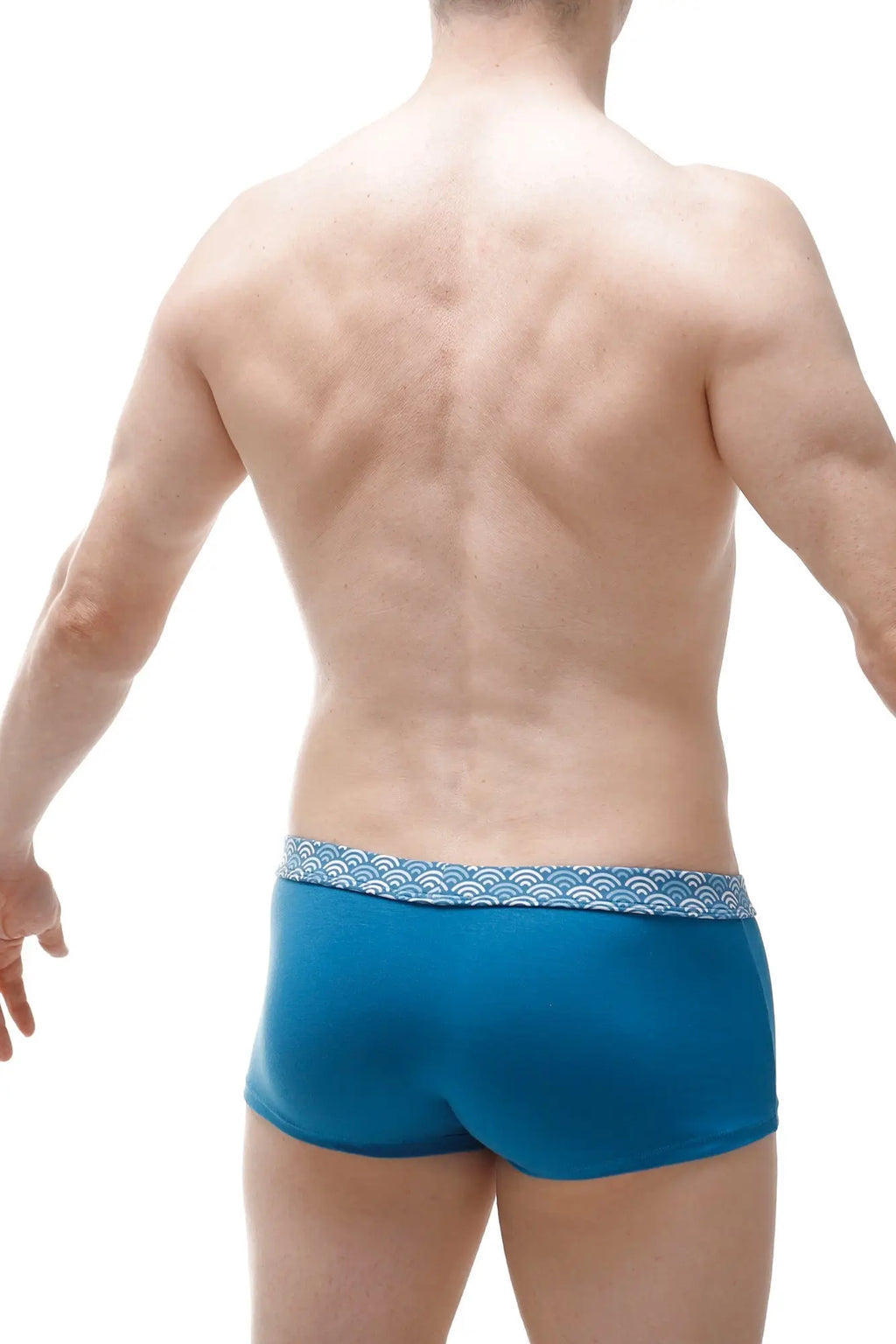 Blue men’s briefs petitq boxer meljac wave with decorative wave patterned waistband for comfortable everyday wear