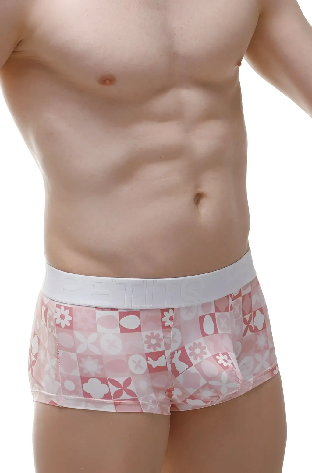 Petitq boxer molac pink bunny pink patterned boxer briefs with white elastic waistband designed for comfort