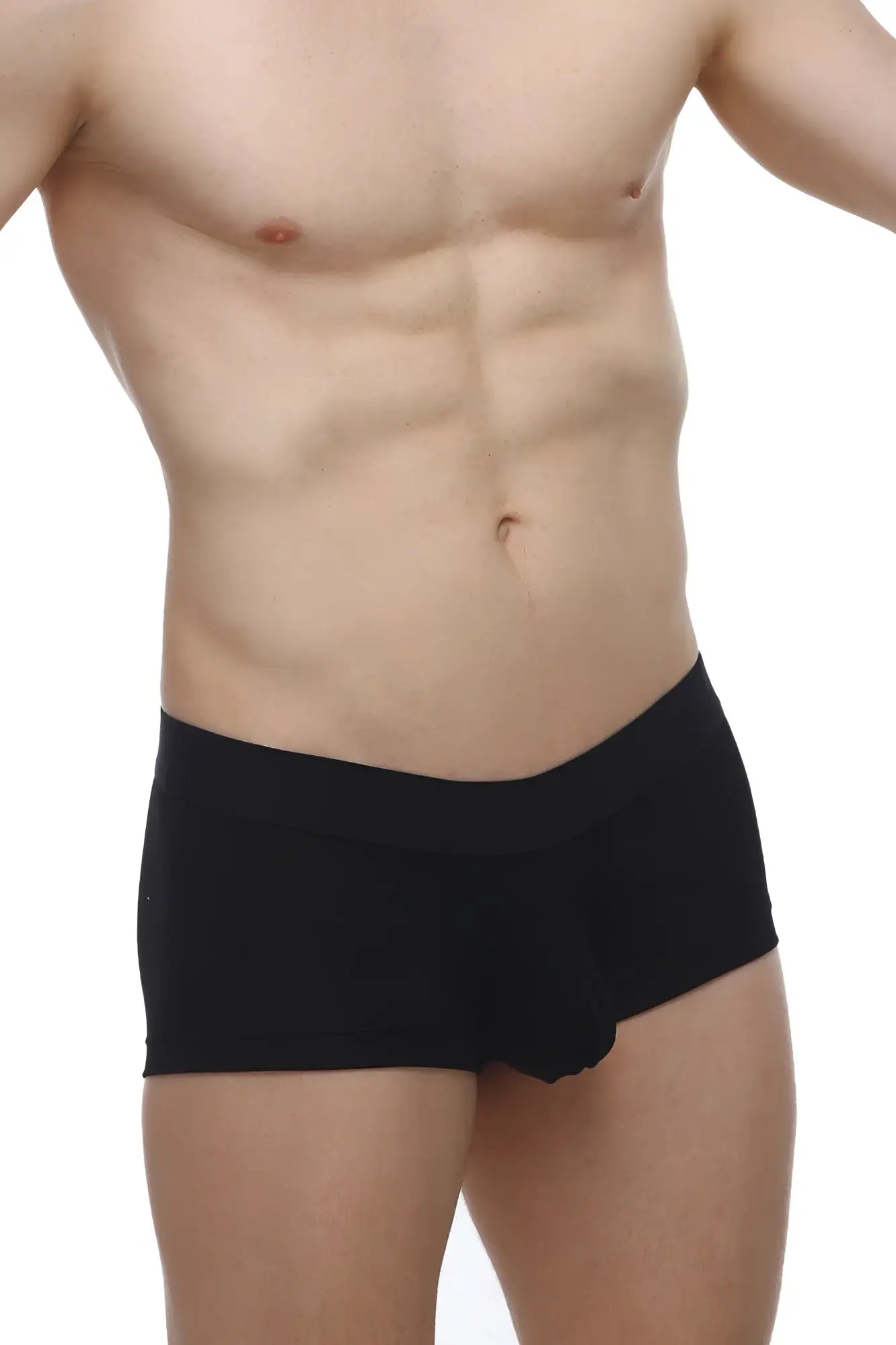 Black boxer mouffy modal briefs with smooth form-fitting design in black modal fabric
