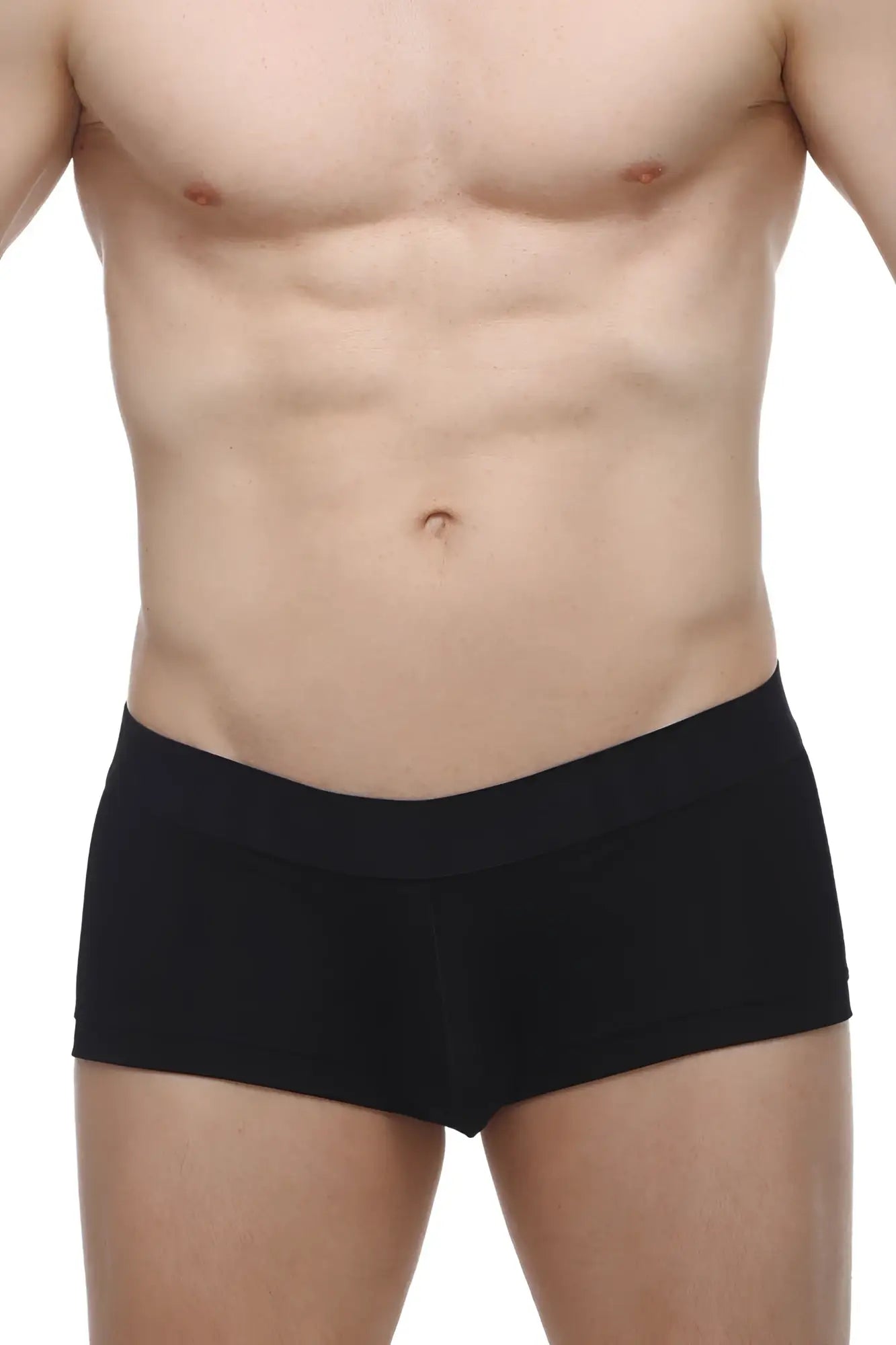 Black briefs boxer mouffy modal with smooth form-fitting fabric in solid black color for comfortable wear