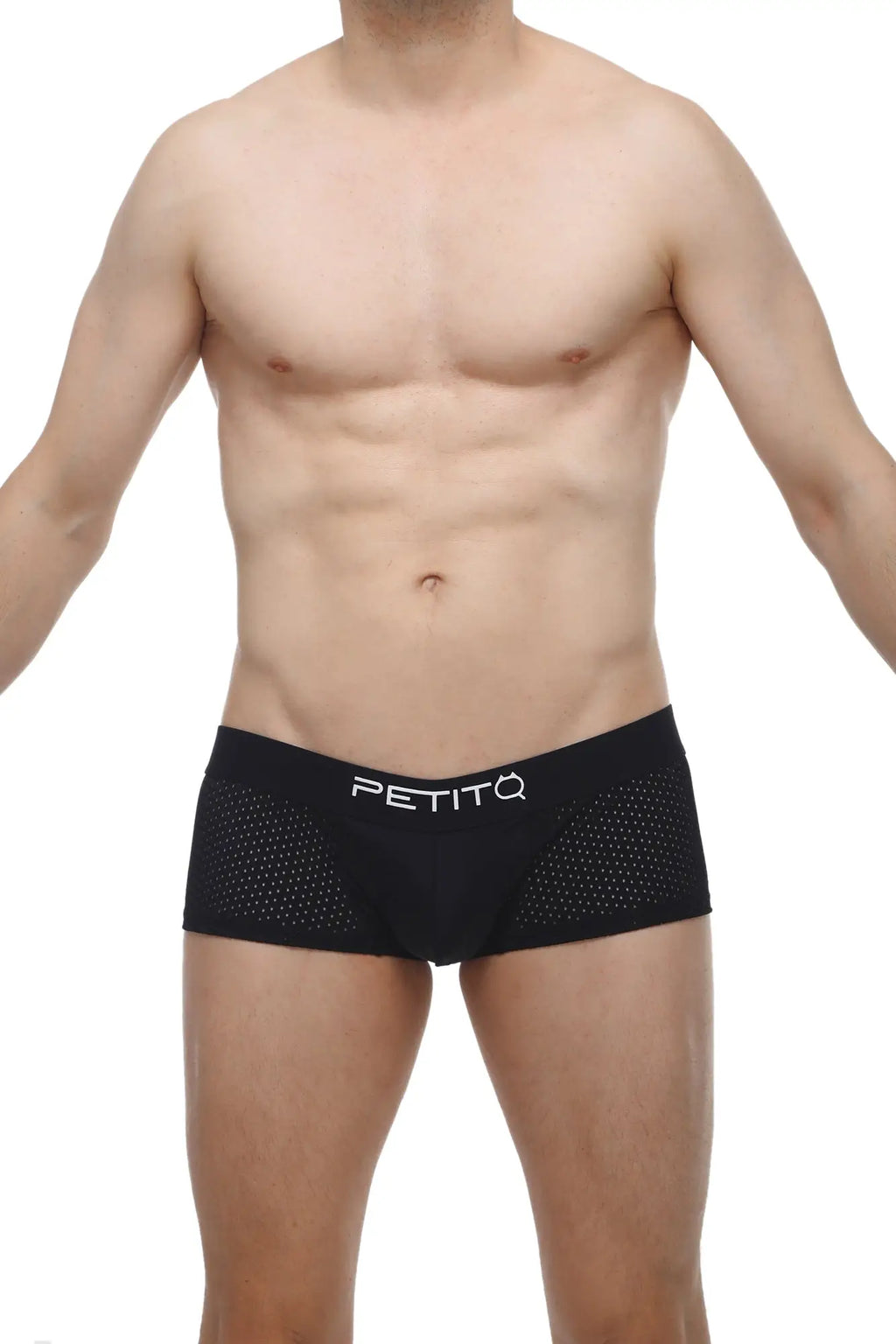 Black petitq boxer oncieux bee black briefs with perforated mesh sides for breathability and comfort