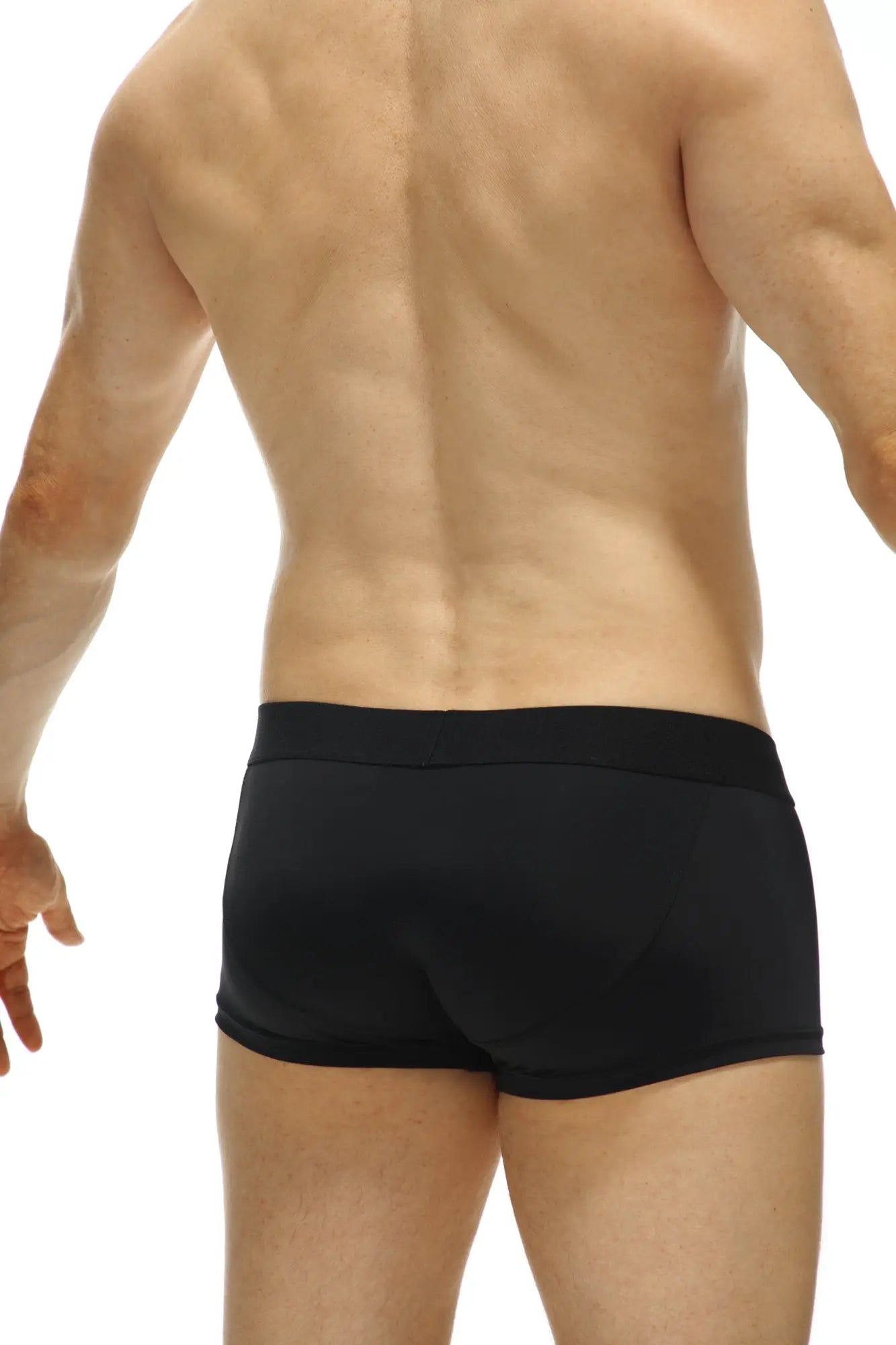 PetitQ Boxer Protruder recycled black athletic briefs with a snug form-fitting design made from sustainable materials