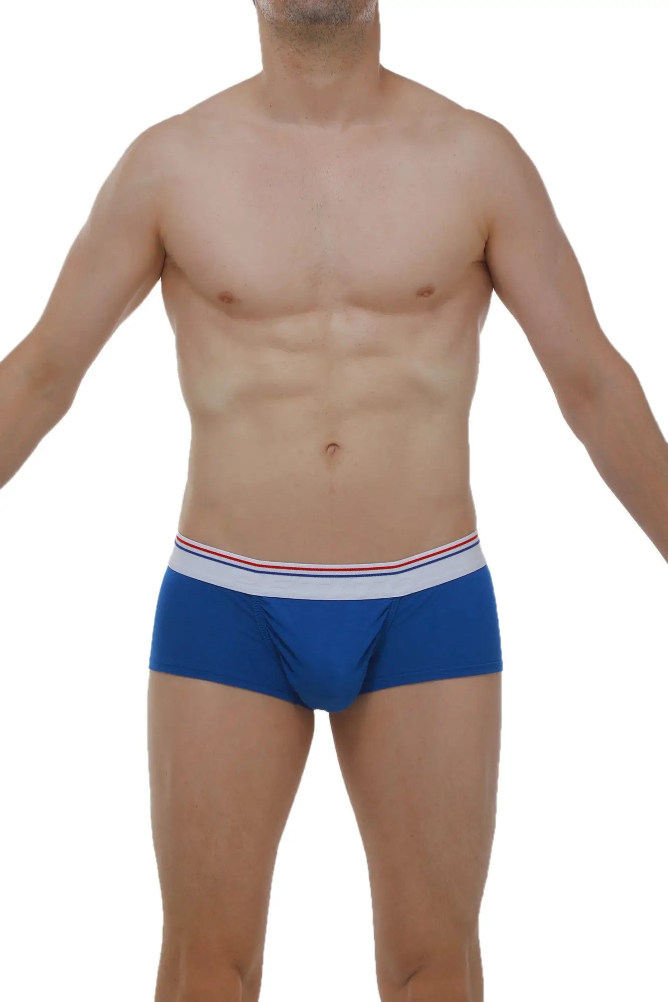 Blue men’s briefs petitq boxer taik modal with white waistband and red blue stripes in soft modal fabric