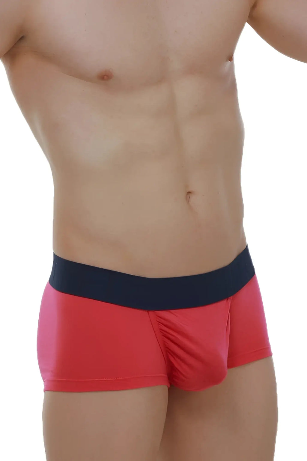Red petitq boxer taik modal fuchsia men’s briefs with contrasting navy blue waistband for comfortable wear