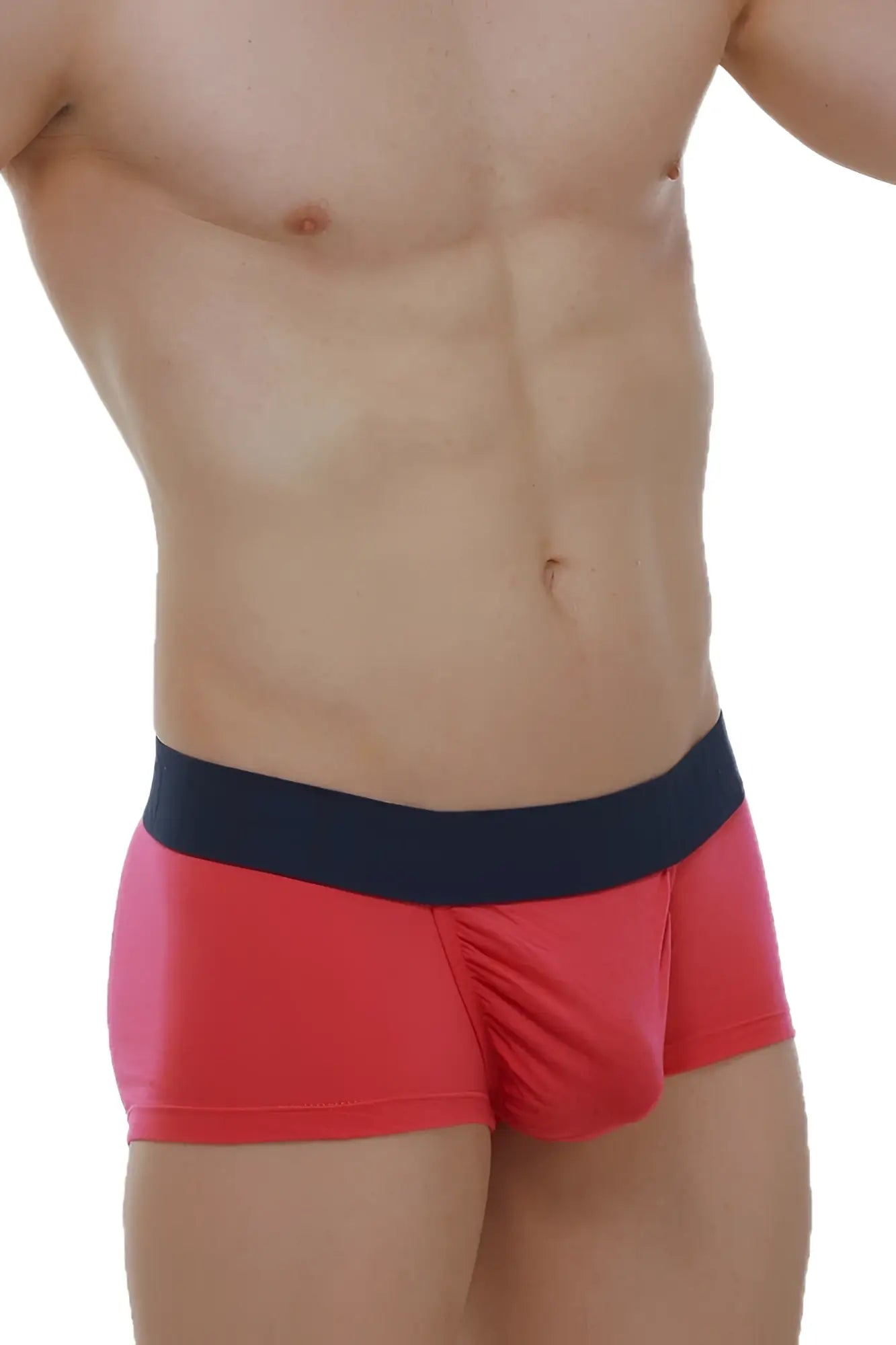 Red petitq boxer taik modal fuchsia men’s briefs with contrasting navy blue waistband for comfortable wear