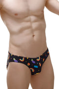 Petitq brief ansan sitges black men’s briefs with playful rainbow arcs fruit slices and vibrant geometric patterns