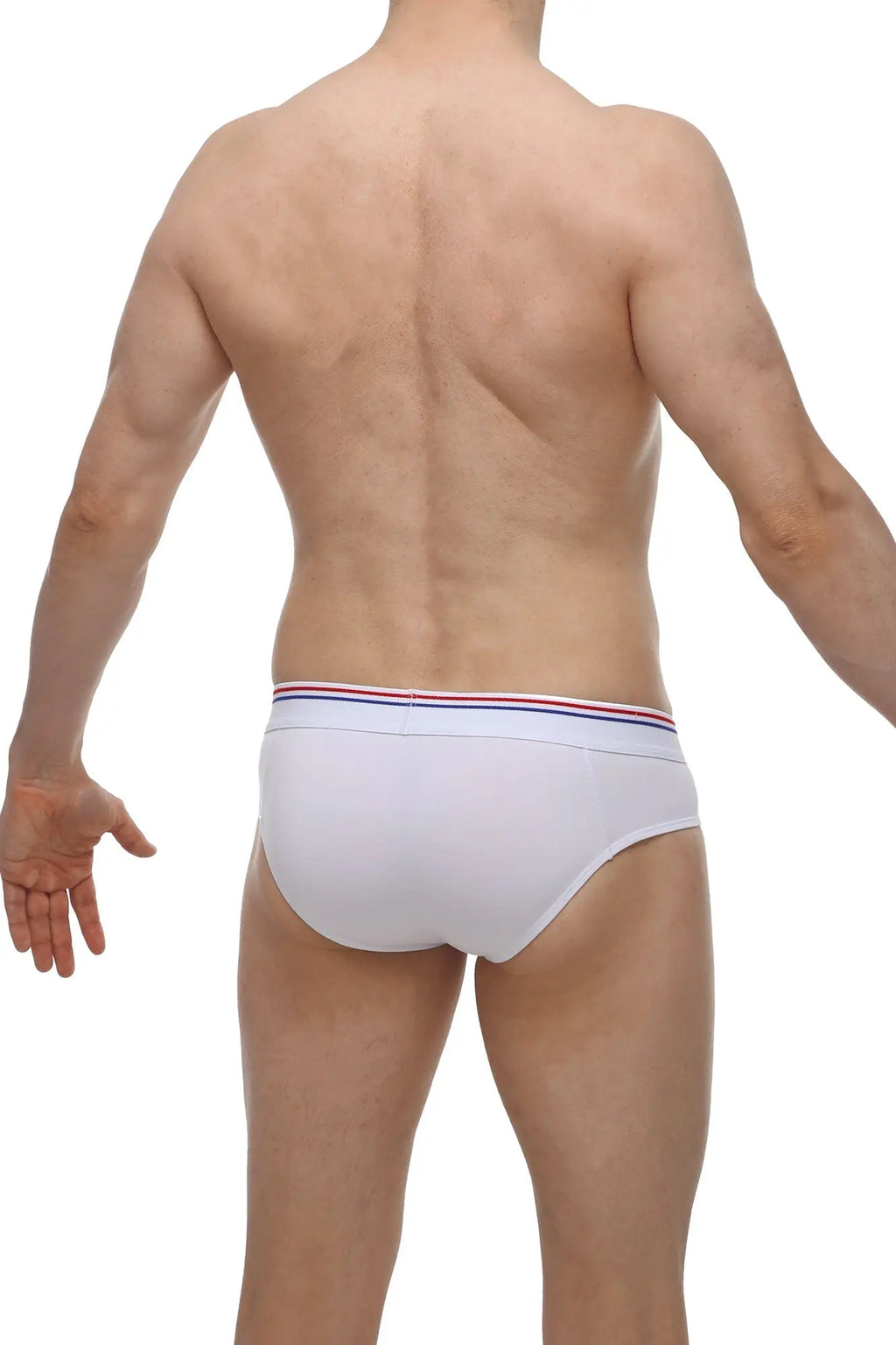 PetitQ brief banne white white briefs with red white and blue striped waistband comfortable cotton underwear