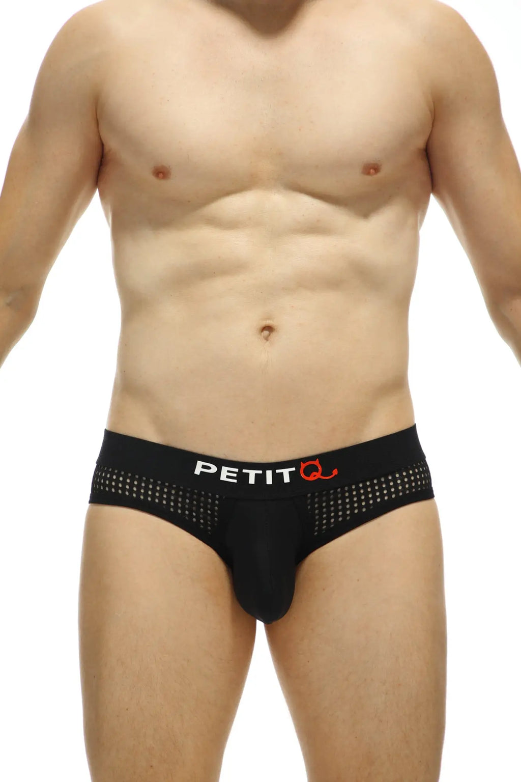 Black petitq brief chaon durtol with perforated waistband and red logo designed for comfort and breathability