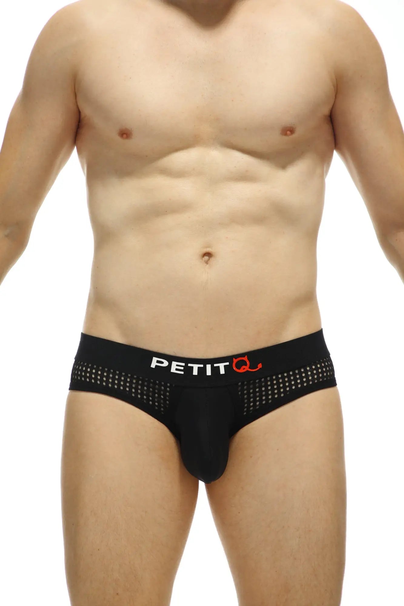 Black petitq brief chaon durtol with perforated waistband and red logo designed for comfort and breathability