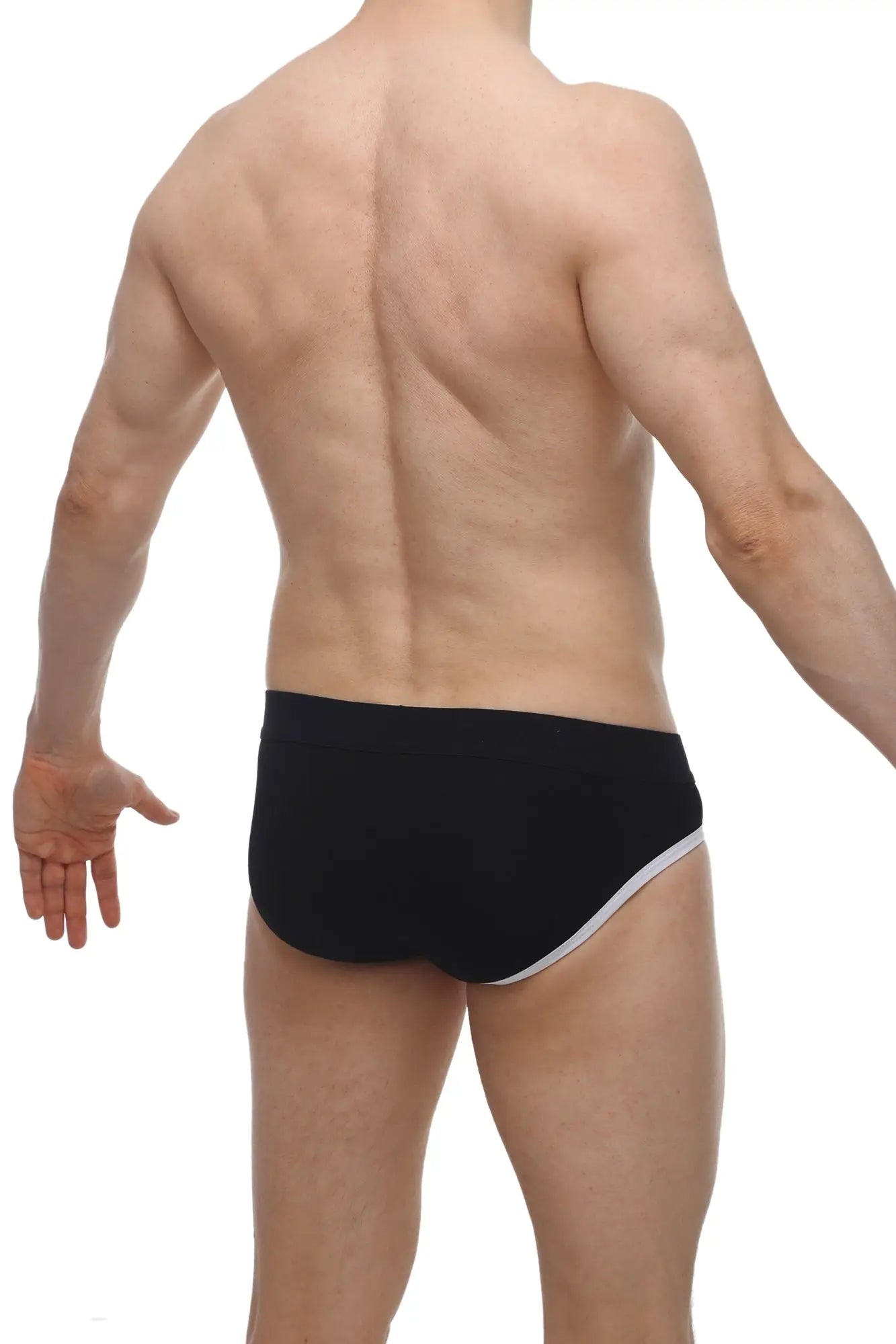 Black briefs with white waistband trim made of crepin modal fabric from PetitQ brief crepin modal black collection