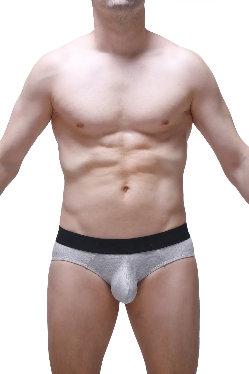 Gray men’s briefs with black waistband made of dome modal fabric from petitq for comfortable everyday wear