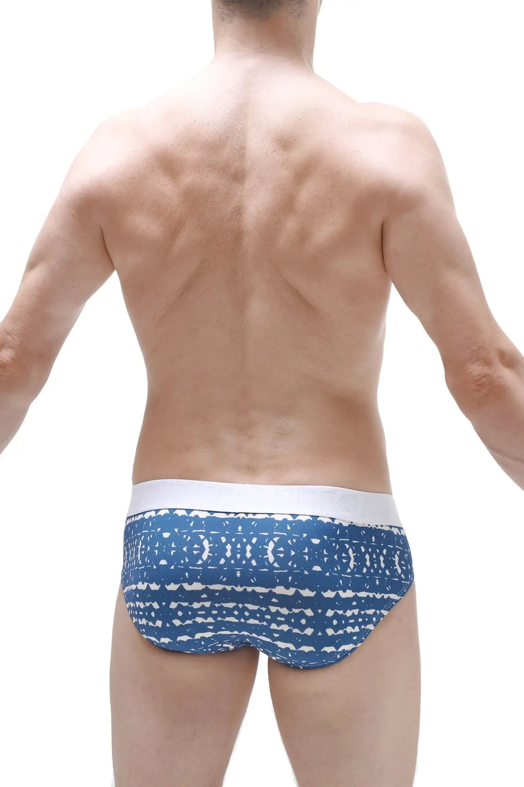Blue patterned briefs with white waistband from petitq brief dome new denim collection
