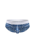 PetitQ brief dome new denim men’s briefs in blue and white pattern with solid white waistband for everyday comfort