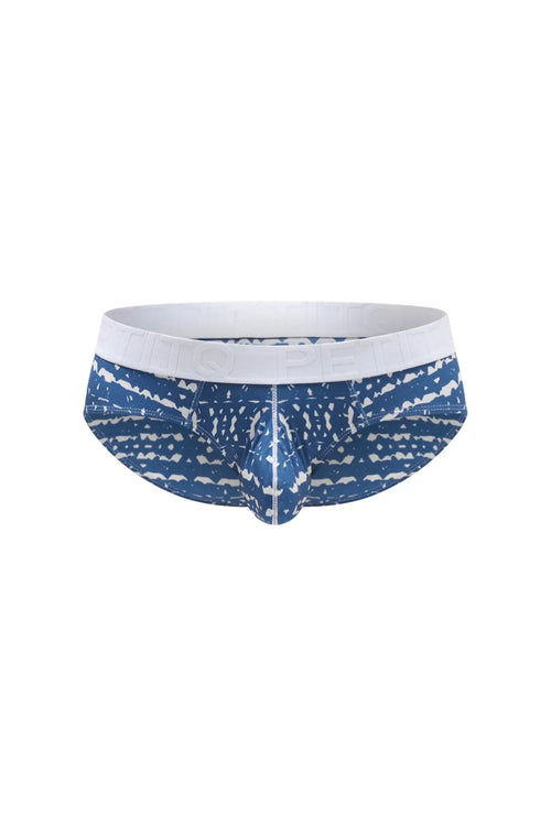 PetitQ brief dome new denim men’s briefs in blue and white pattern with solid white waistband for everyday comfort