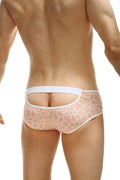 Pink giraffe-print briefs by petitq with white elastic waistband and trim designed for comfortable everyday wear