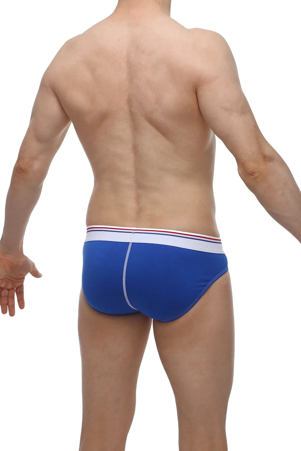 Blue men’s briefs brief hornoy blue with white waistband and red and blue stripe accents for comfortable wear