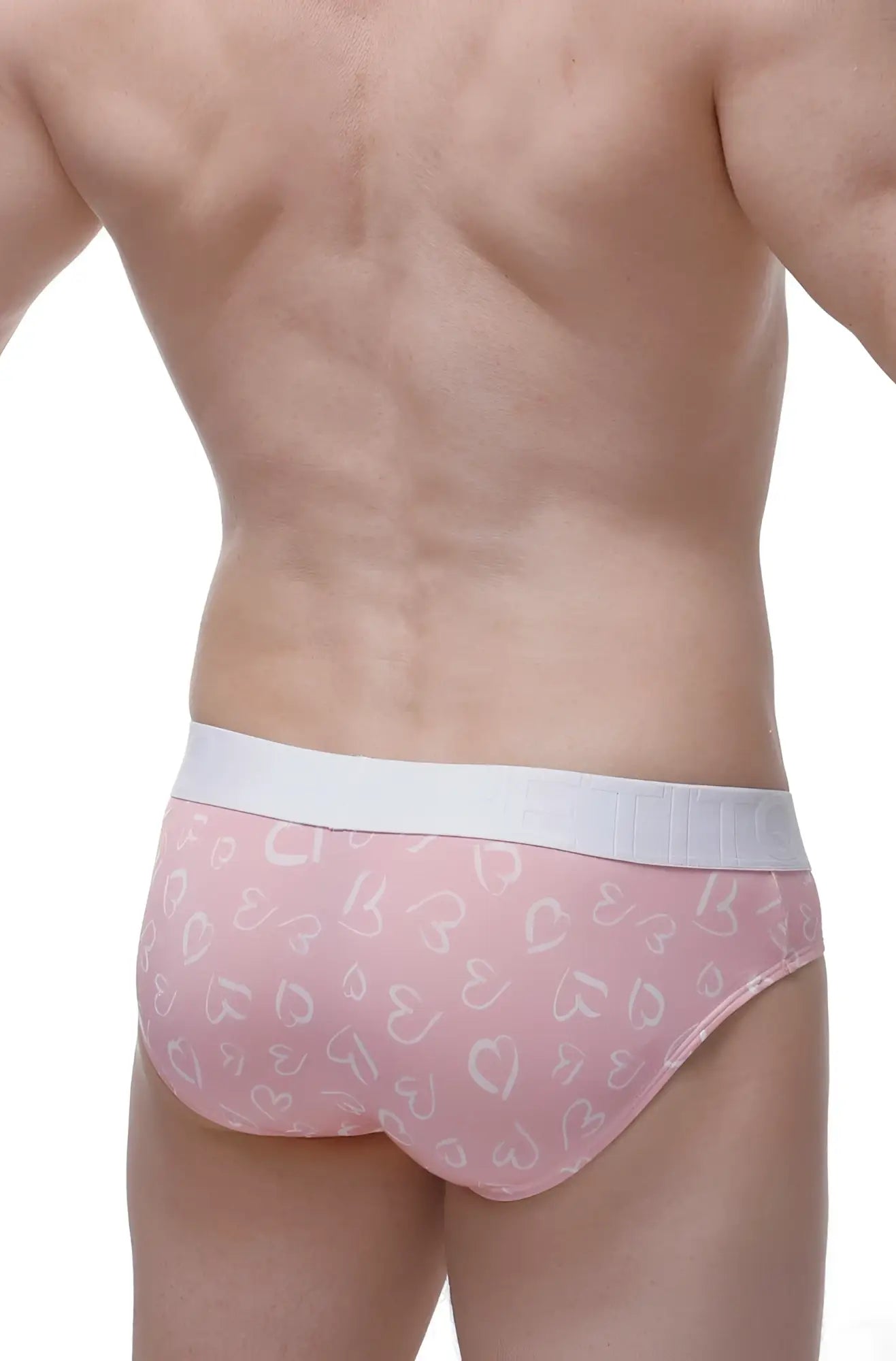 Pink heart patterned briefs petitq brief malin løve with white elastic waistband for comfortable everyday wear