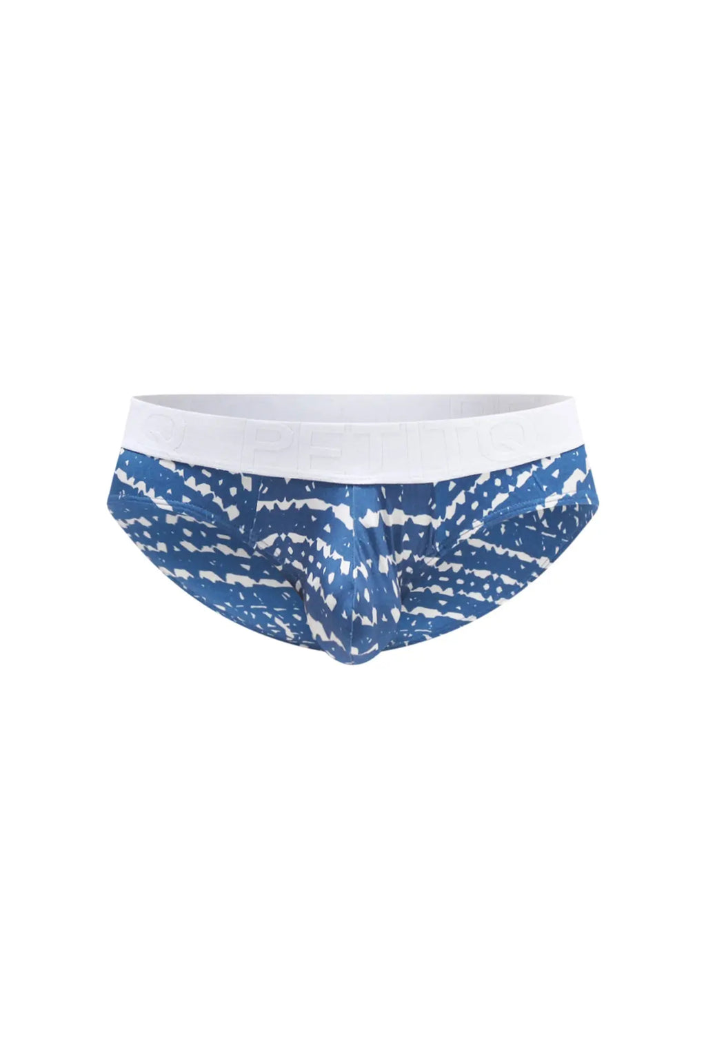 Blue and white patterned petitq brief mega bulge new denim men’s briefs with solid white waistband