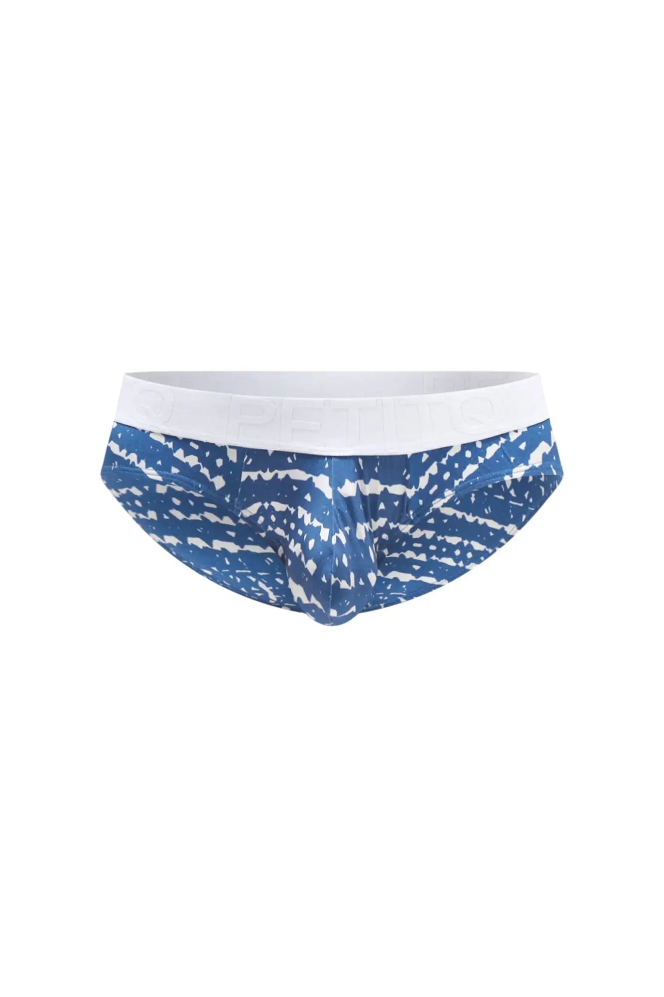 Blue and white patterned petitq brief mega bulge new denim men’s briefs with solid white waistband