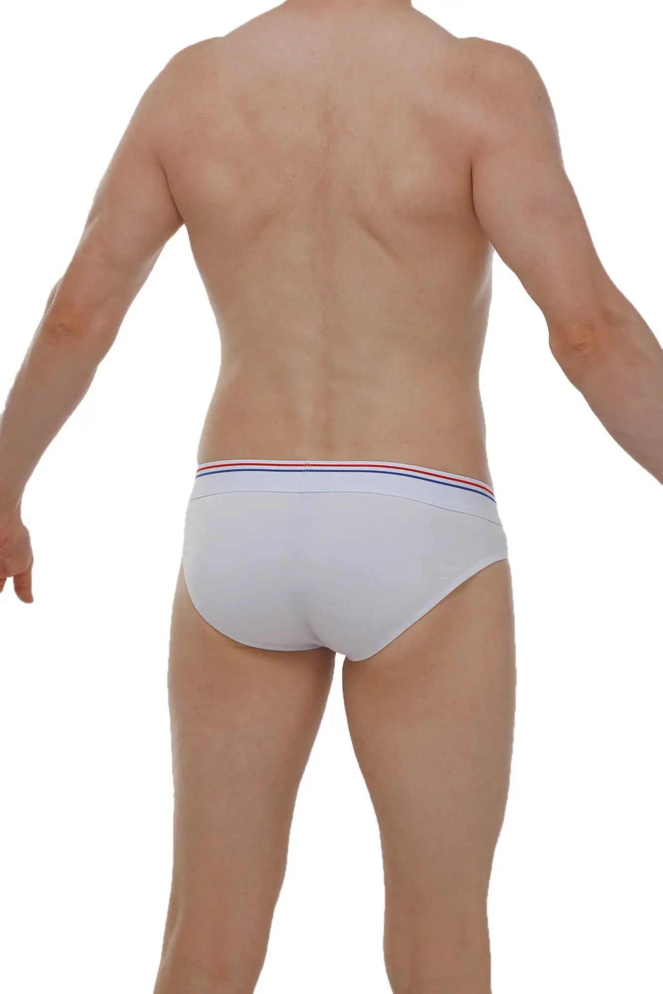 PetitQ brief protruder modal white white briefs with red white and blue striped waistband comfortable fit