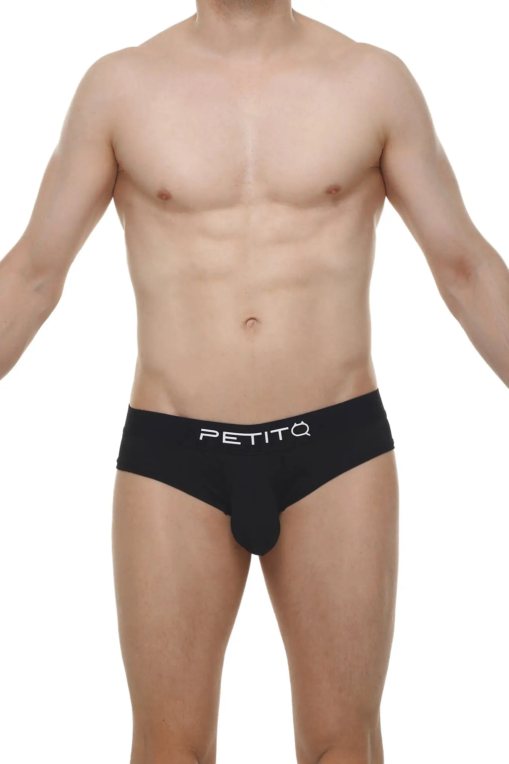Black petitq cheeky brief skine black mens briefs with sleek form-fitting design and white logo branding