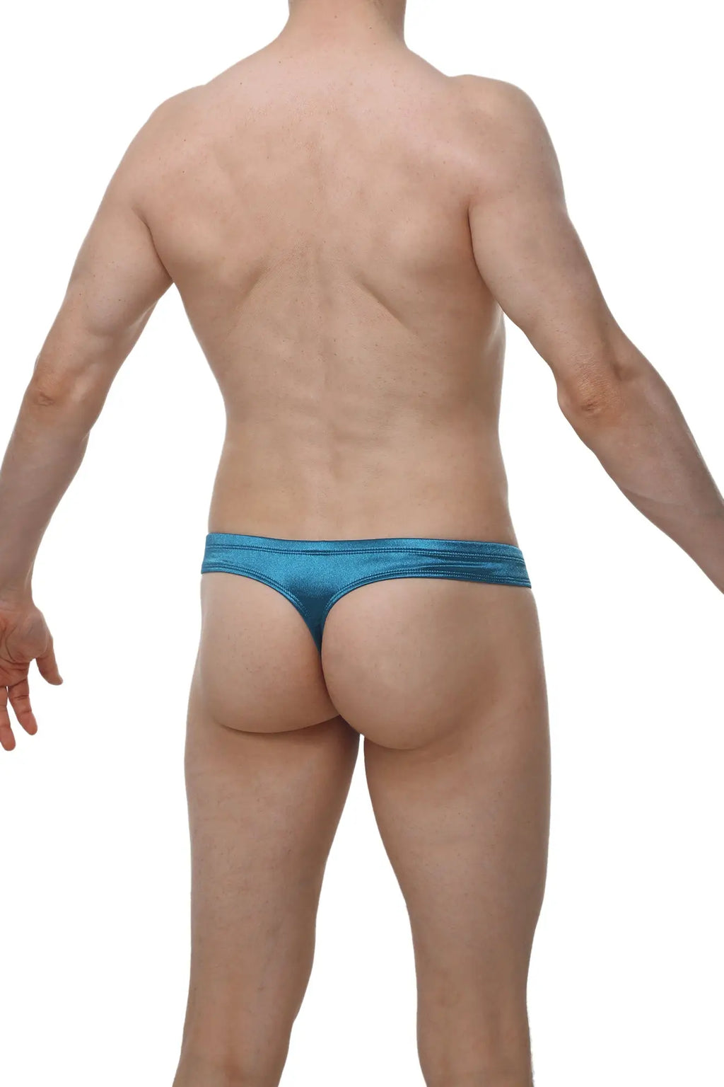 Petitq cheeky thong satin teal in blue metallic with a sleek shiny finish perfect for stylish lingerie wear