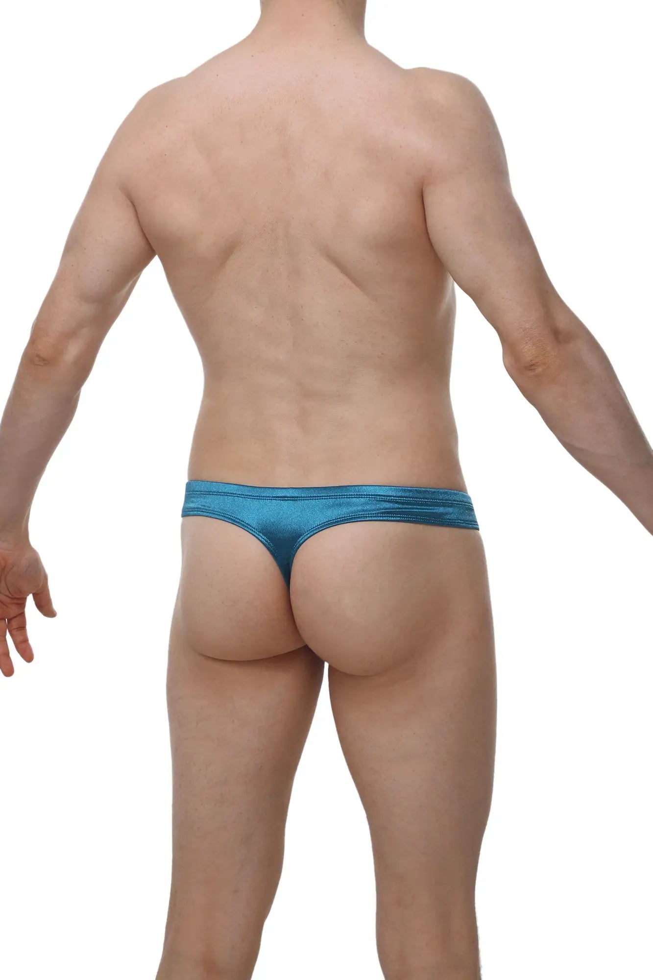 Petitq cheeky thong satin teal in blue metallic with a sleek shiny finish perfect for stylish lingerie wear