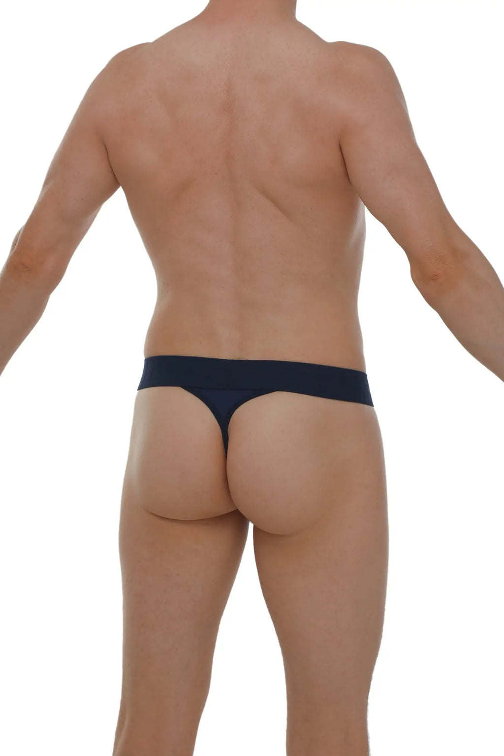 Navy blue thong made of smooth stretchable fabric with a sleek minimalist design from petitq g-string chanac plum navy