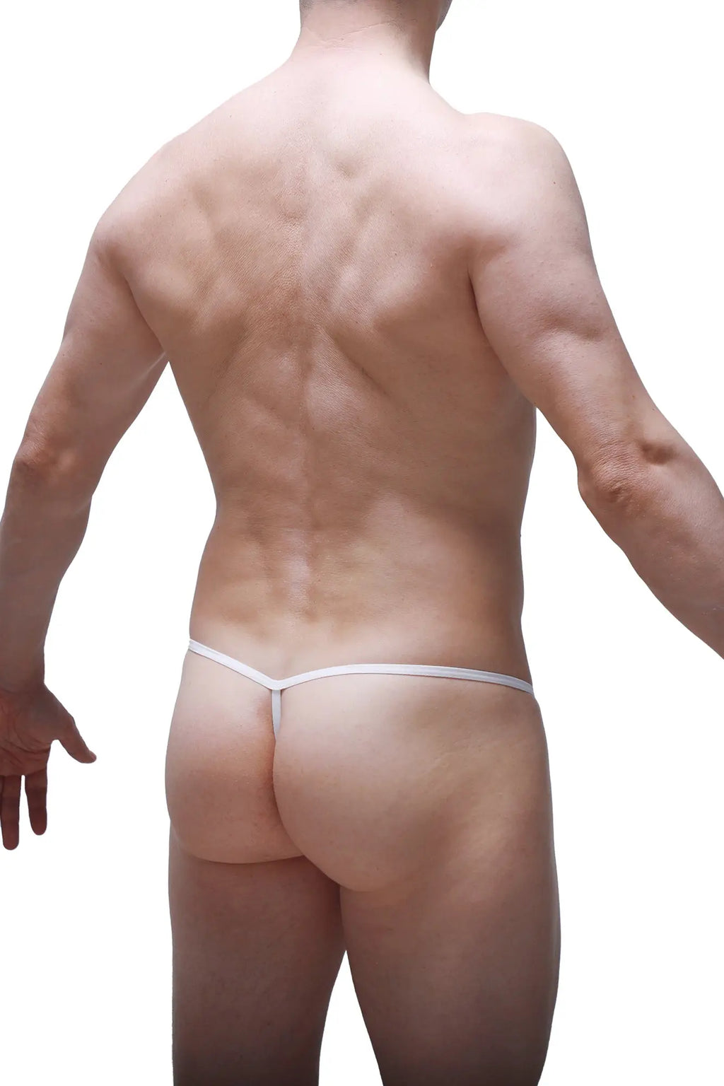White thong underwear petitq g-string herat carlot with thin seamless design in smooth fabric shown from back side