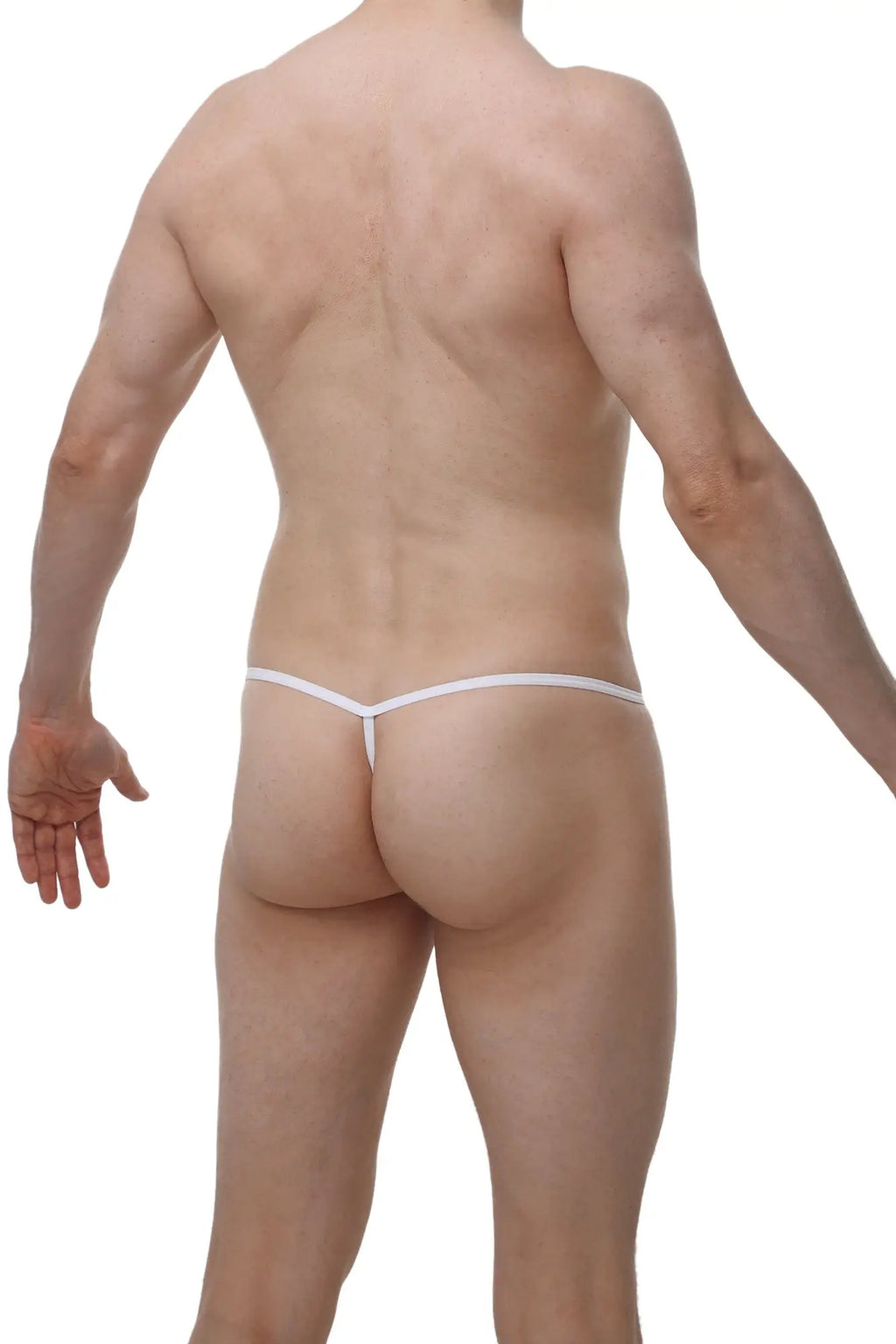 White seamless thong with a thin design from PetitQ G-String Herat New Denim collection