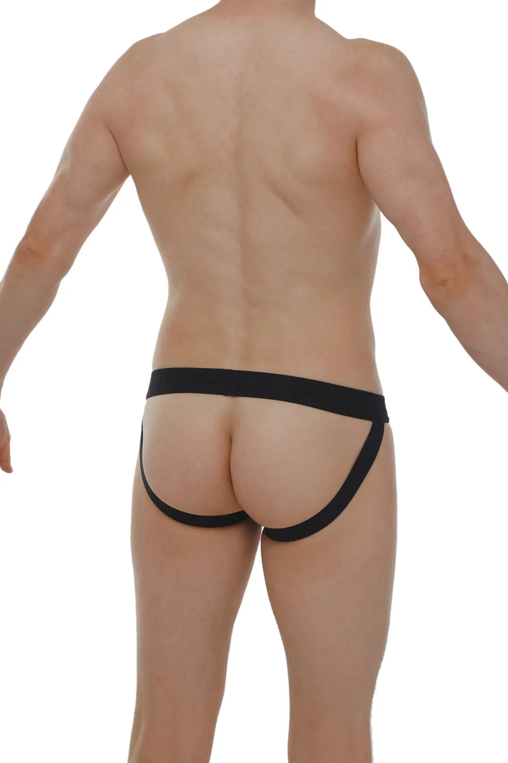PetitQ jockstrap Anjouin black athletic briefs with a supportive waistband and leg openings in form-fitting design