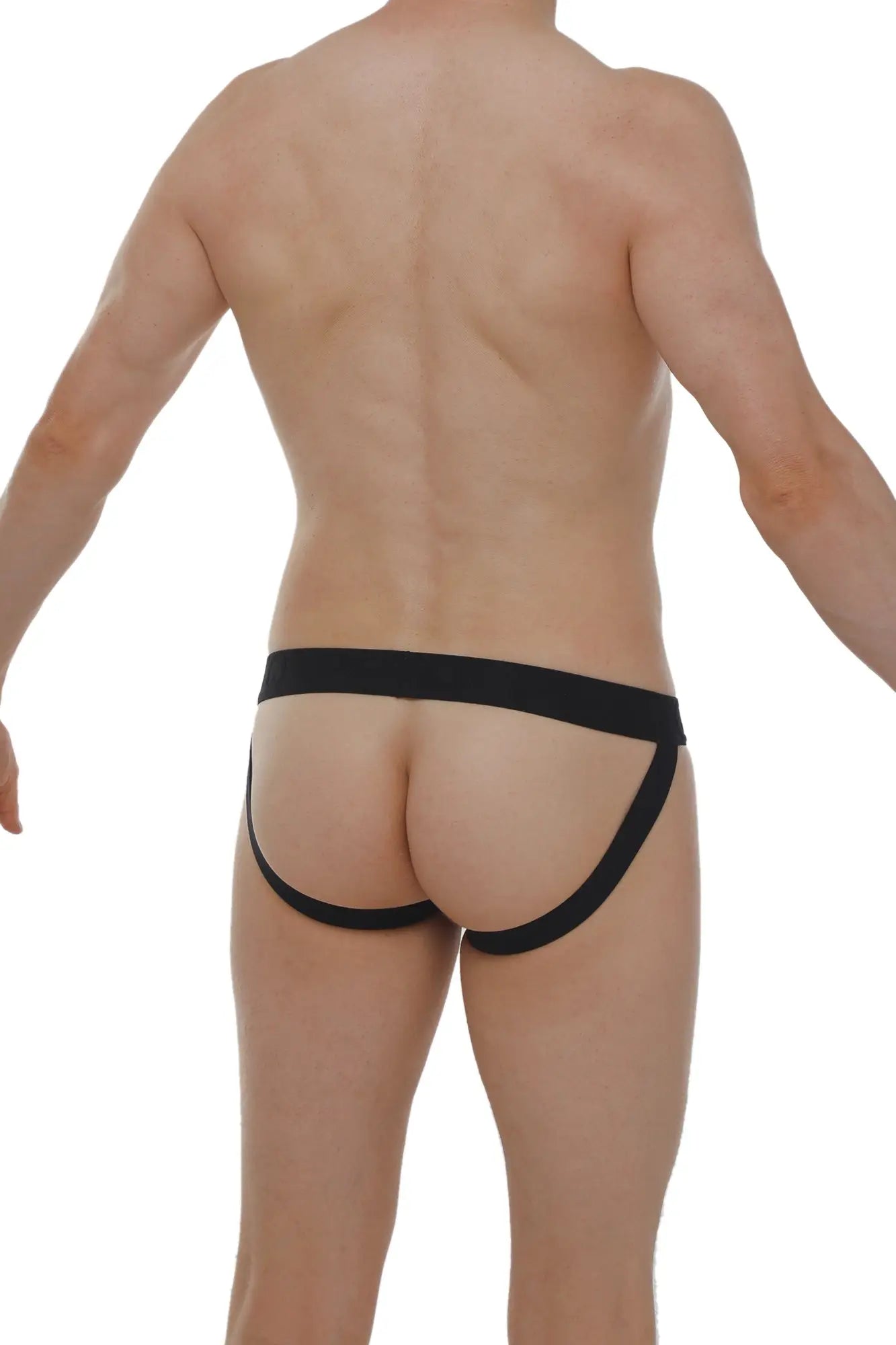 PetitQ jockstrap Anjouin black athletic briefs with a supportive waistband and leg openings in form-fitting design