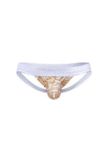PetitQ jockstrap Chill Carlot Alloy white and gold athletic briefs with bold geometric pattern for active wear