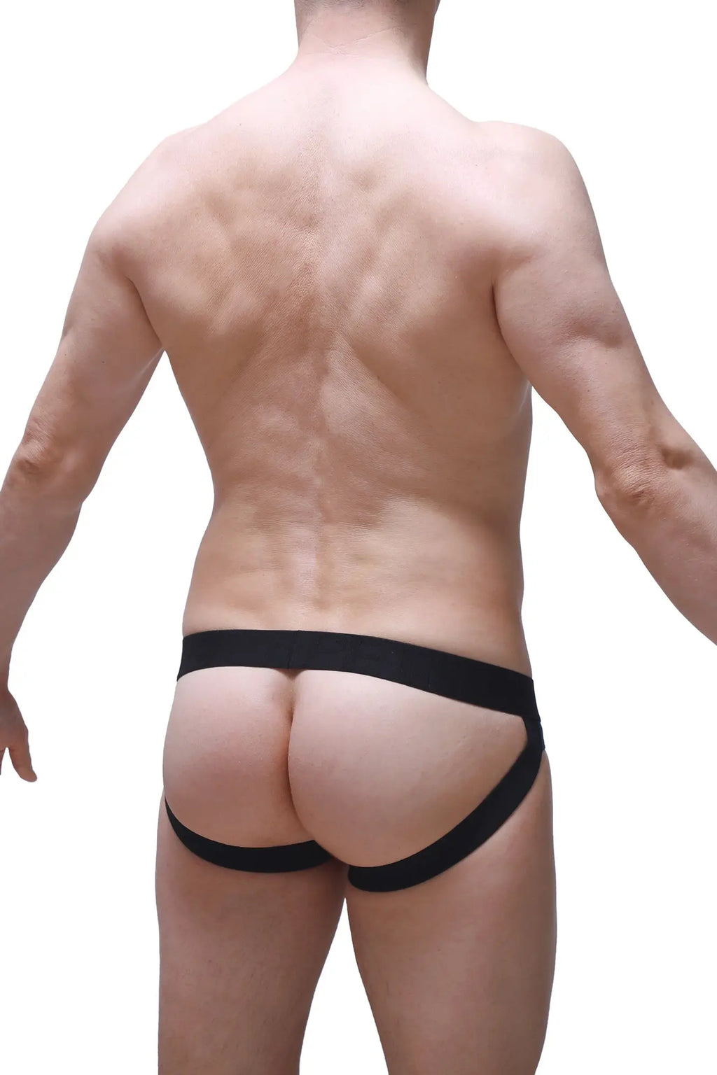 Black petitq jockstrap cockring with snug fit elastic waistband designed for support and comfort
