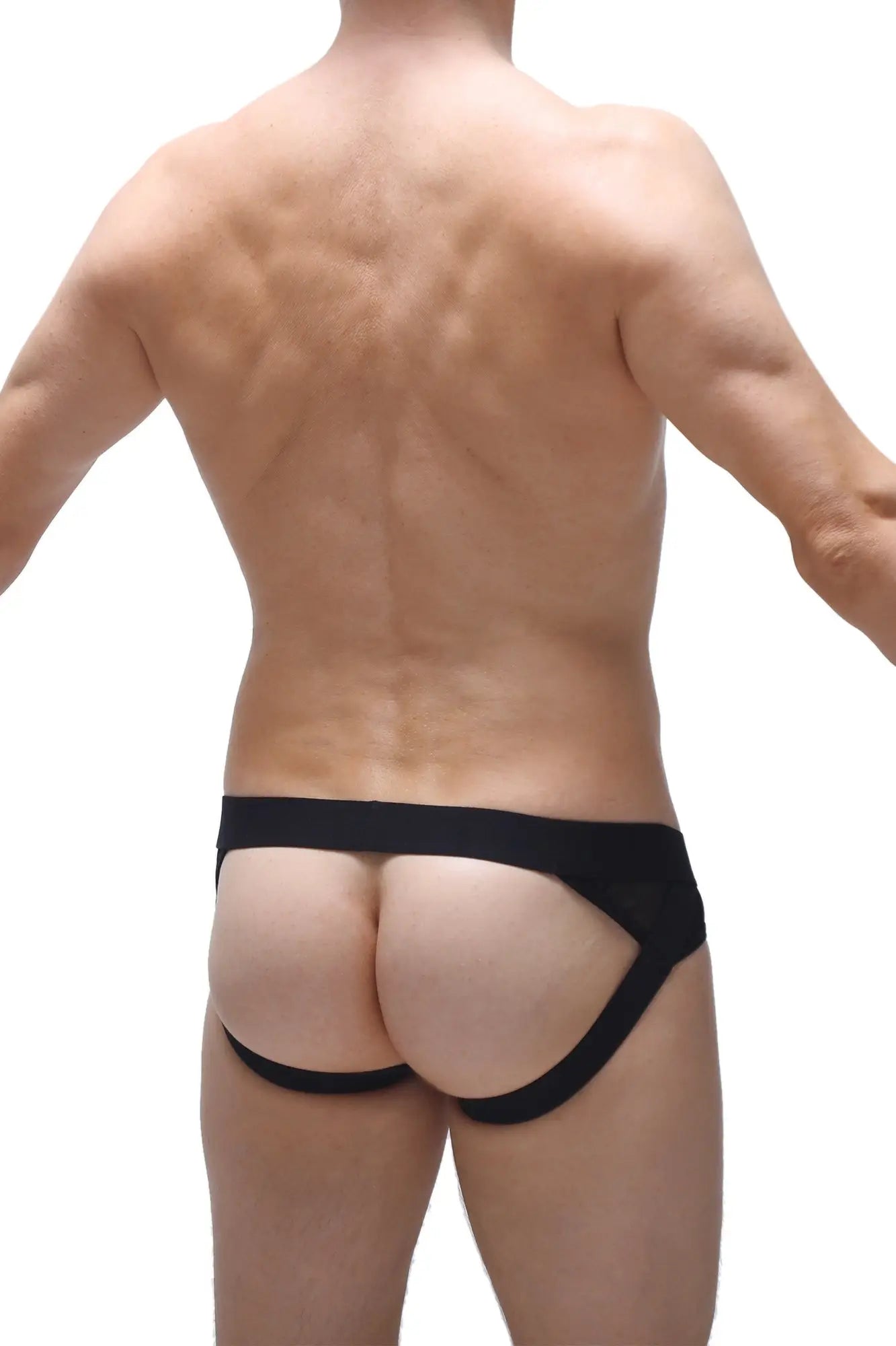 Black mesh PetitQ jockstrap Mosset Panthere briefs with supportive contoured design for comfortable wear