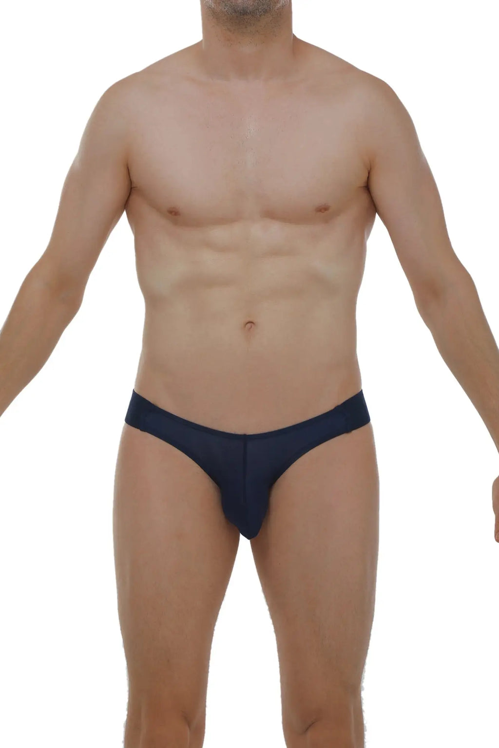 Navy blue petitq jockstrap muy plum navy men’s briefs with smooth form-fitting fabric and central seam detail