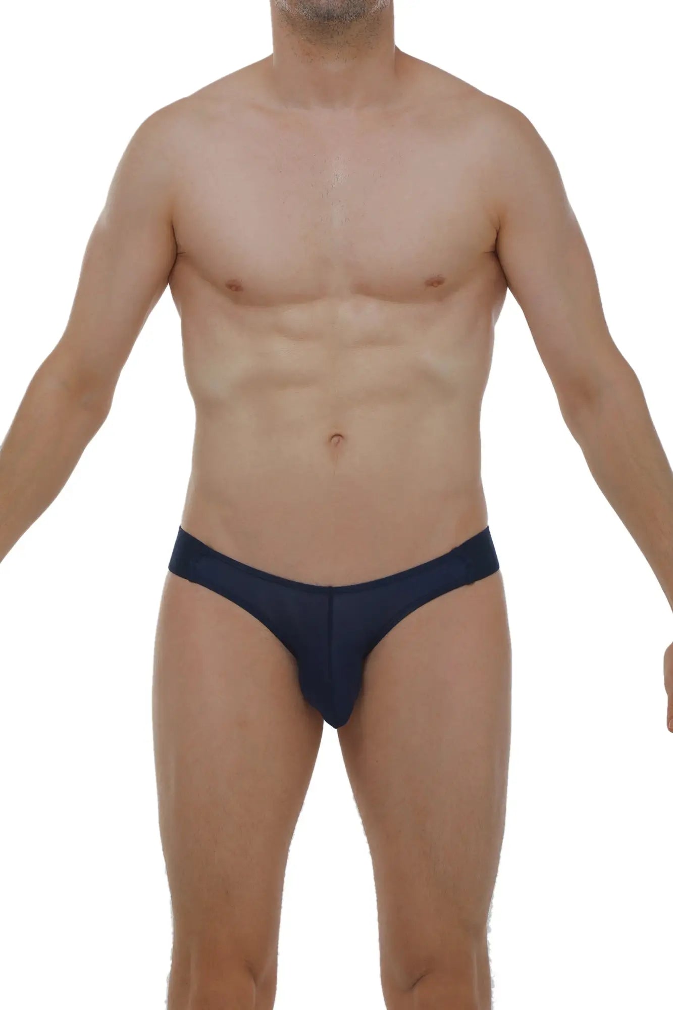 Navy blue petitq jockstrap muy plum navy men’s briefs with smooth form-fitting fabric and central seam detail