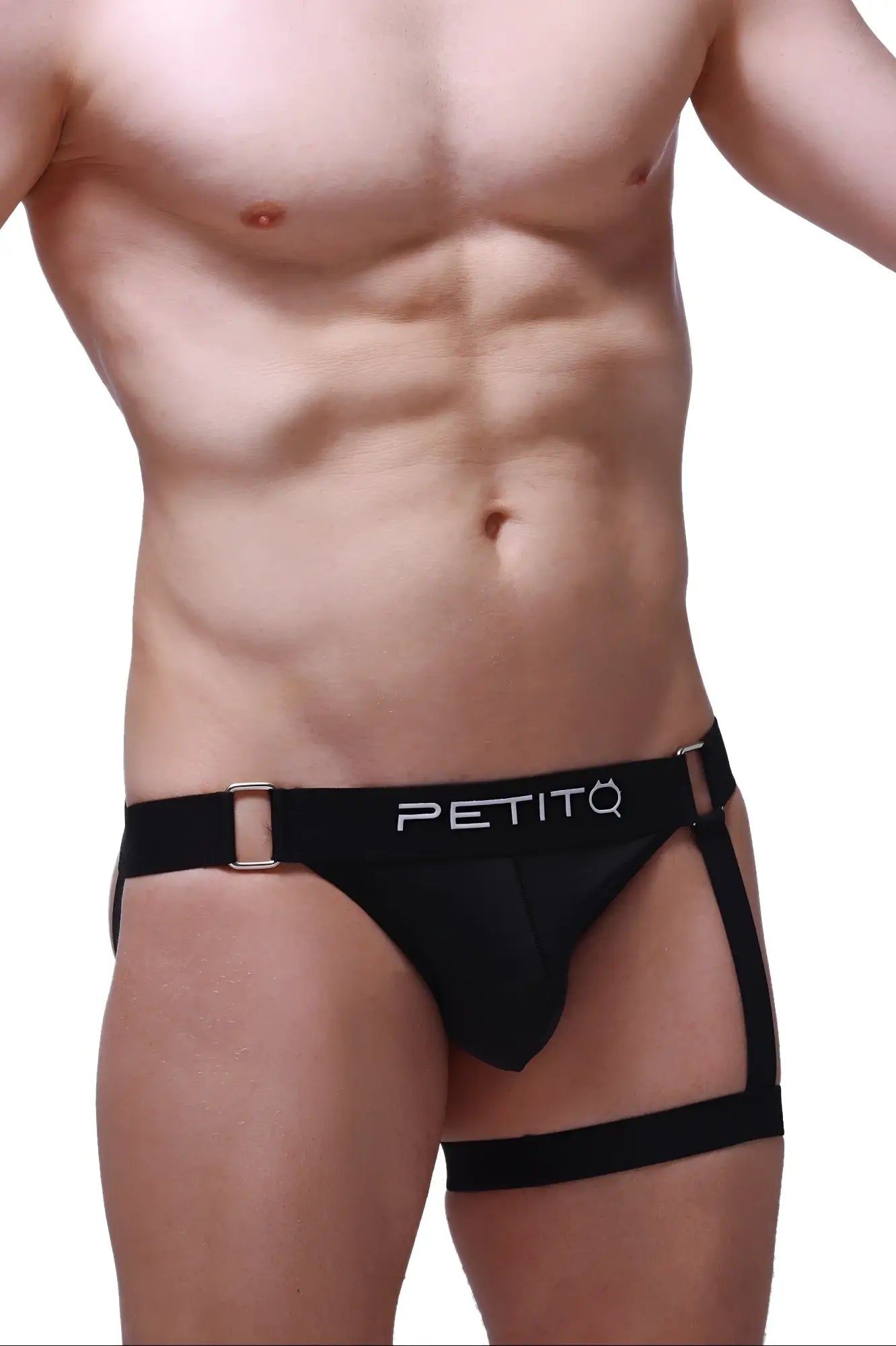 Black PetitQ Jockstrap Prenay briefs with sleek form-fitting design and adjustable side straps for comfort