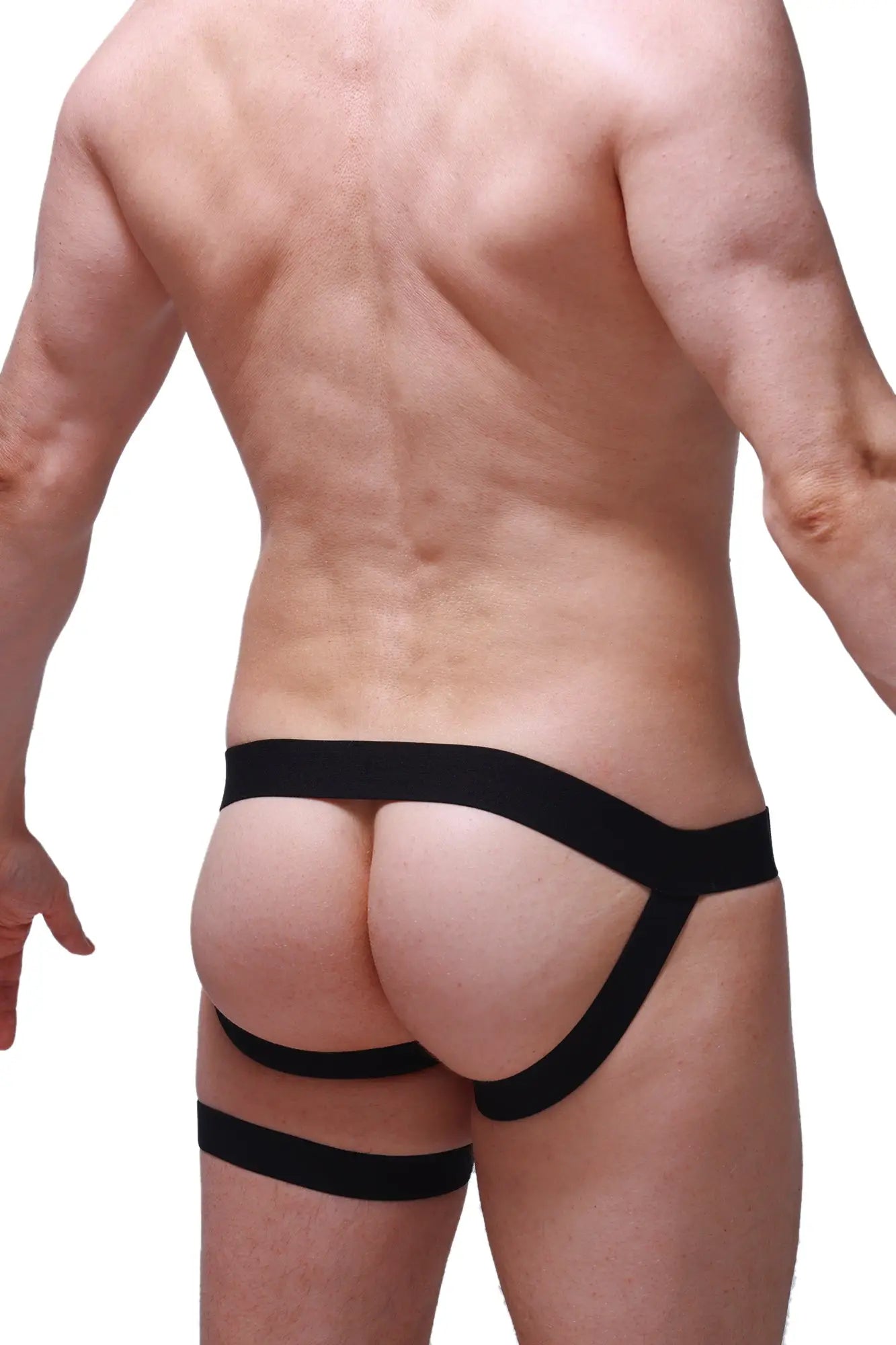 PetitQ jockstrap Prenay black black form-fitting three-strapped briefs with sleek minimalist design front view