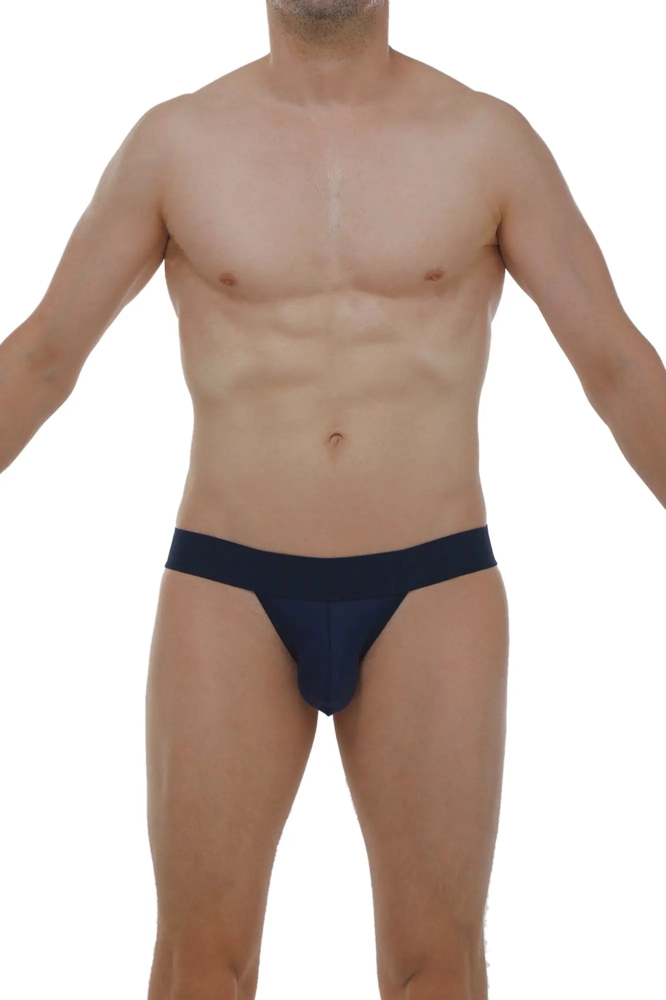 Navy blue PetitQ Jockstring Plum Navy athletic briefs with a snug form-fitting design and smooth fabric