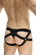 Petitq jockstring seyre bee black sleek black harness-style briefs with a modern cut and form-fitting design
