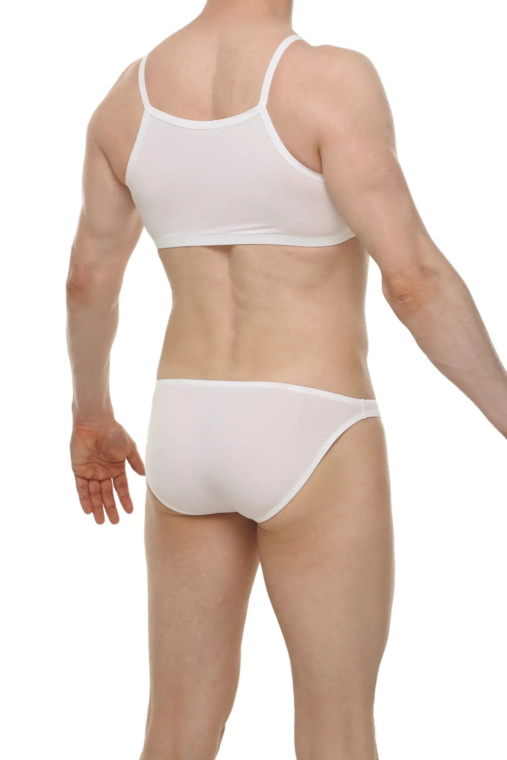 White seamless micro tank top bra and briefs set made from soft fabric for comfortable everyday wear