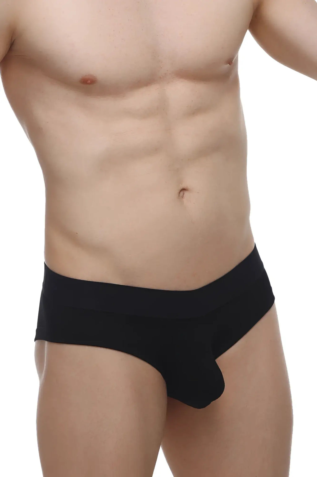 PetitQ mini boxer cheeky modal black men’s briefs with smooth, form-fitting design made from soft modal fabric