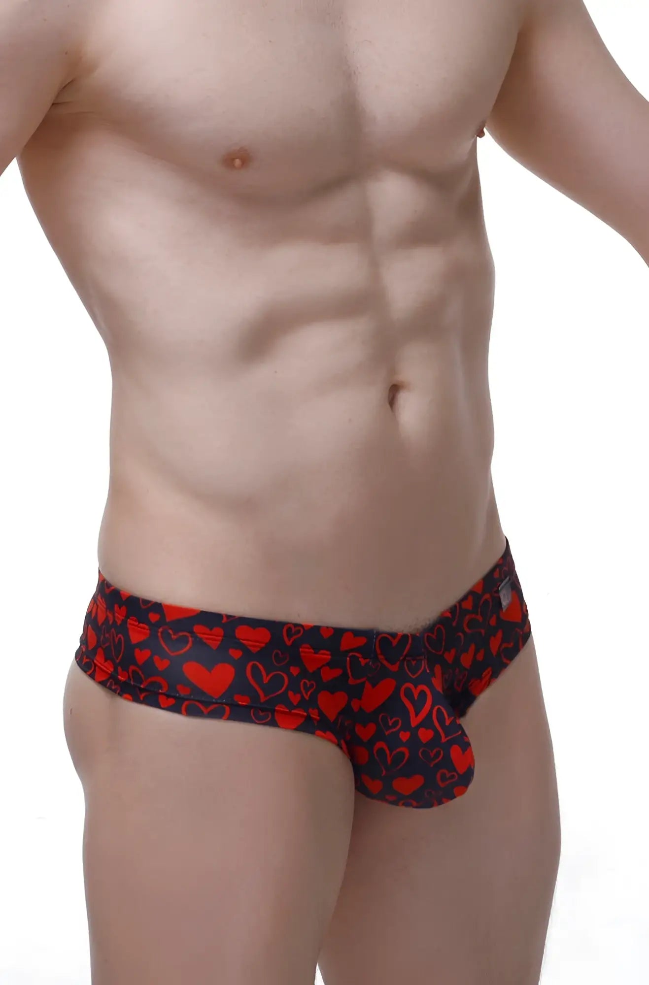 Black petitq mini boxer briefs with vibrant red heart pattern suitable for everyday wear