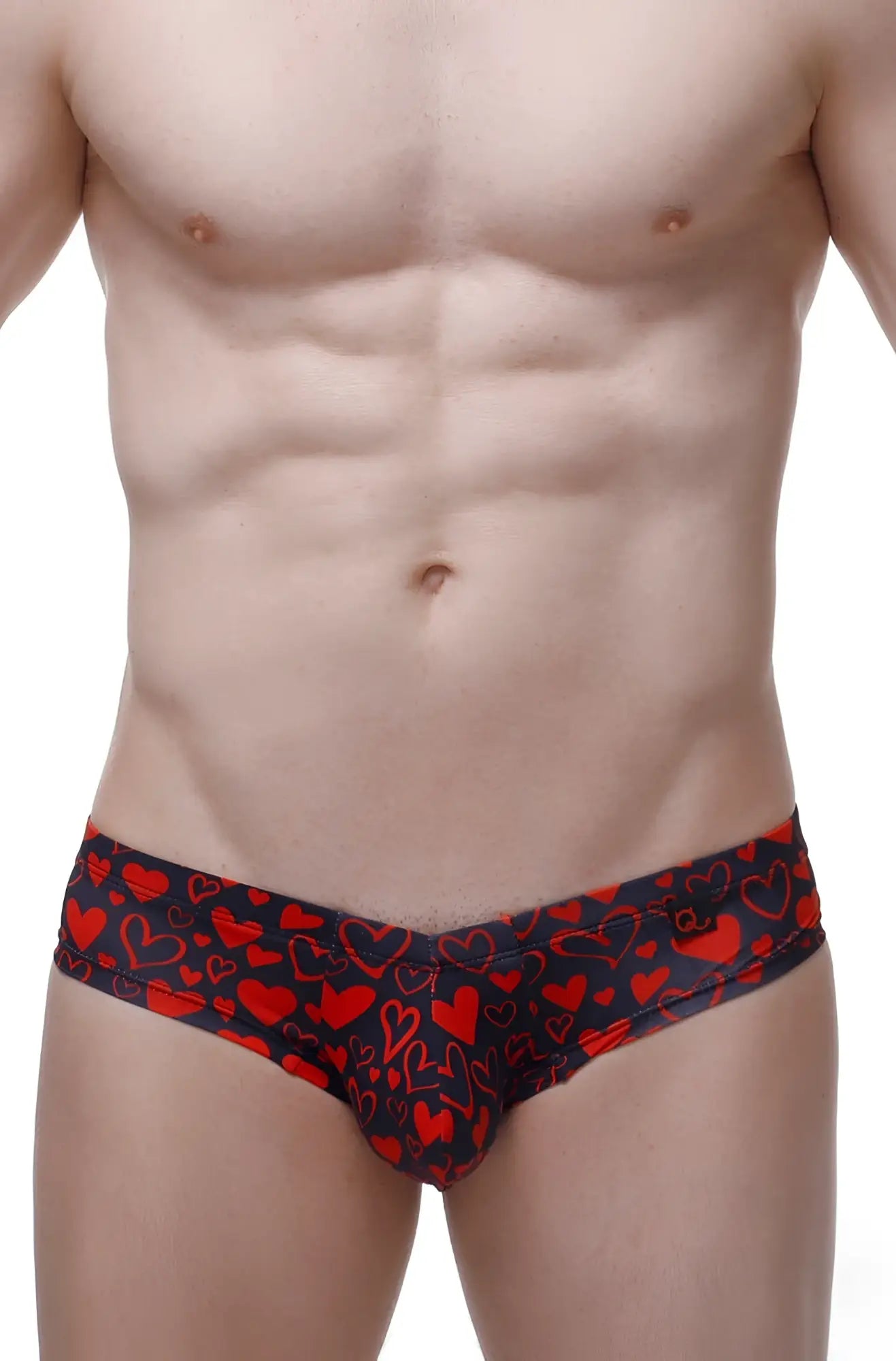 Petitq mini boxer king of hearts red heart patterned dark blue men’s briefs with soft fabric for comfortable wear
