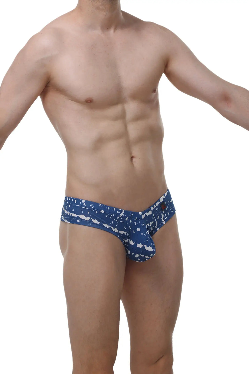 Blue swim trunks petitq mini boxer new denim with white whale pattern made from denim fabric